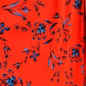 GAP Red Maxi Dress with Blue Floral Print